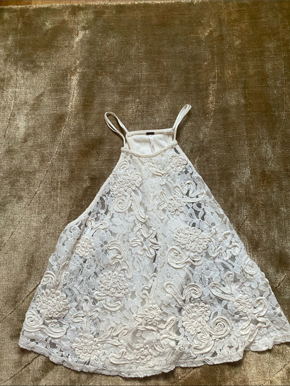 Free People White Lace Halter Tank Top